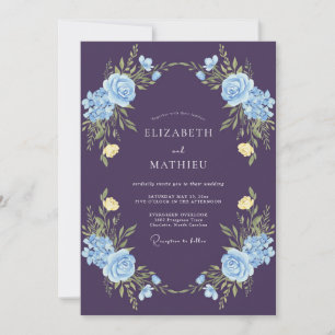 Invitation Mariage Vigne Fleur de Maïs prune