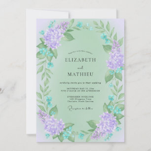 Invitation Mariage Vigne Lilas Menthe