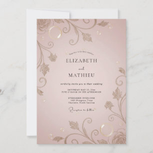 Invitation Mariage Vigne Ornée Champagne