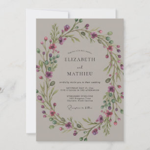 Invitation Mariage Vigne Taupe Améthyste
