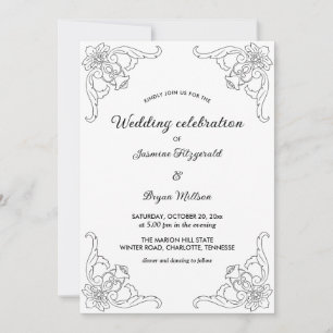 Invitation Mariage vintage à la frontière simple