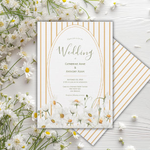 Invitation Mariage Vintage Aquarelle Fleurs de Marguerites