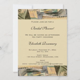 Invitation Mariage Vintage avec Tons de Terre, Cubisme