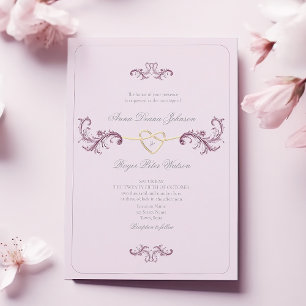 Invitation Mariage Vintage Baroque Rococo Rose Poussiéreux
