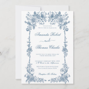 Invitation Mariage Vintage bleu
