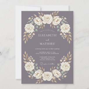 Invitation Mariage Vintage Bronze Mauve