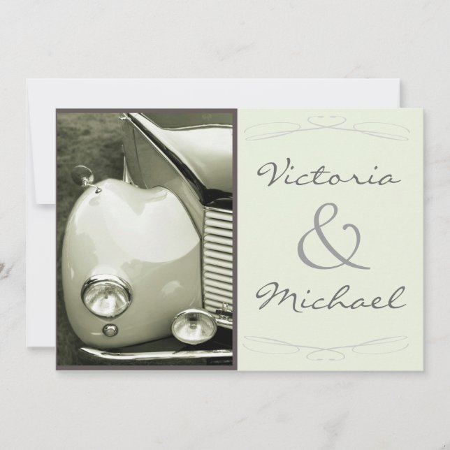 Invitation Mariage vintage classique de moteur (Devant)