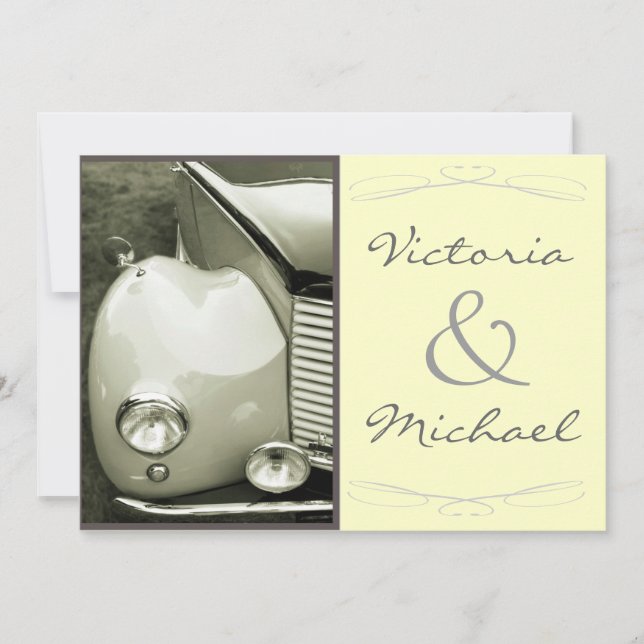 Invitation Mariage vintage classique de moteur (Devant)