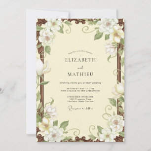 Invitation Mariage Vintage Crème Magnolia