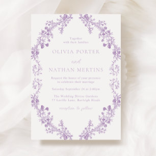 Invitation Mariage vintage de  de couronnes florales de lavan