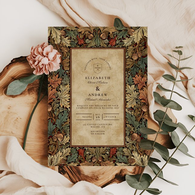 Invitation Mariage vintage de feuillage végétal (Créateur téléchargé)