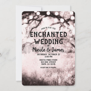 Invitation Mariage vintage de feux de forêt enchantés rose vi