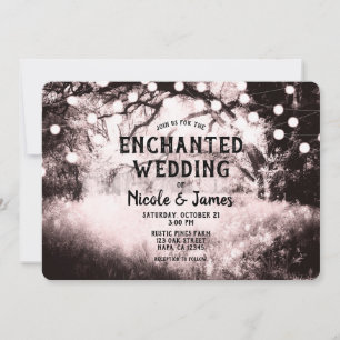 Invitation Mariage vintage de feux de forêt enchantés rose vi