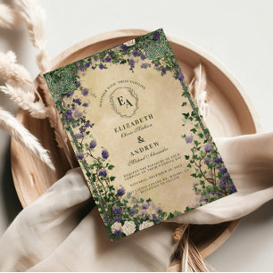 Invitation Mariage vintage de fleurs violettes