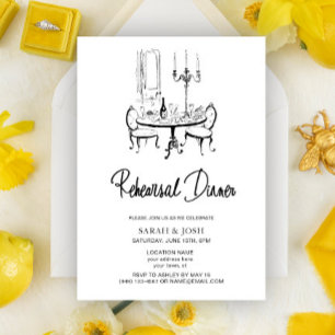 Invitation Mariage vintage de la répétition noire et blanche