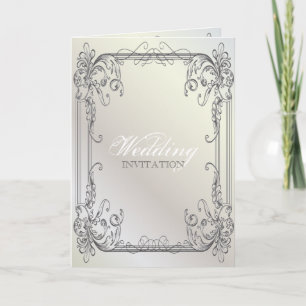 Invitation Mariage vintage de Pearl White de remous élégants