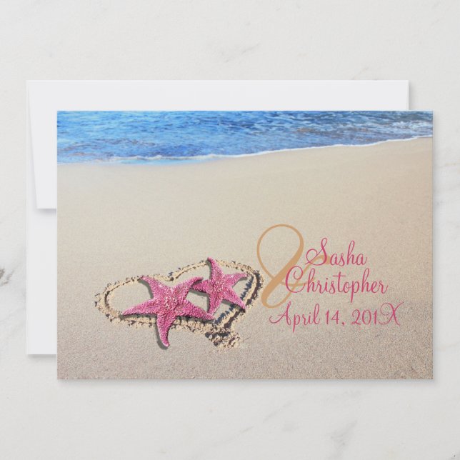 Invitation Mariage vintage de poisson Starfish/plage PixDezin (Devant)