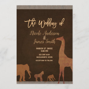 Invitation Mariage vintage de safari jungle africain zoo