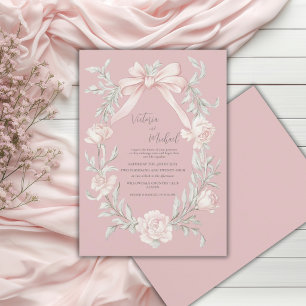 Invitation Mariage Vintage de Sauge Verte Florale avec un Rub