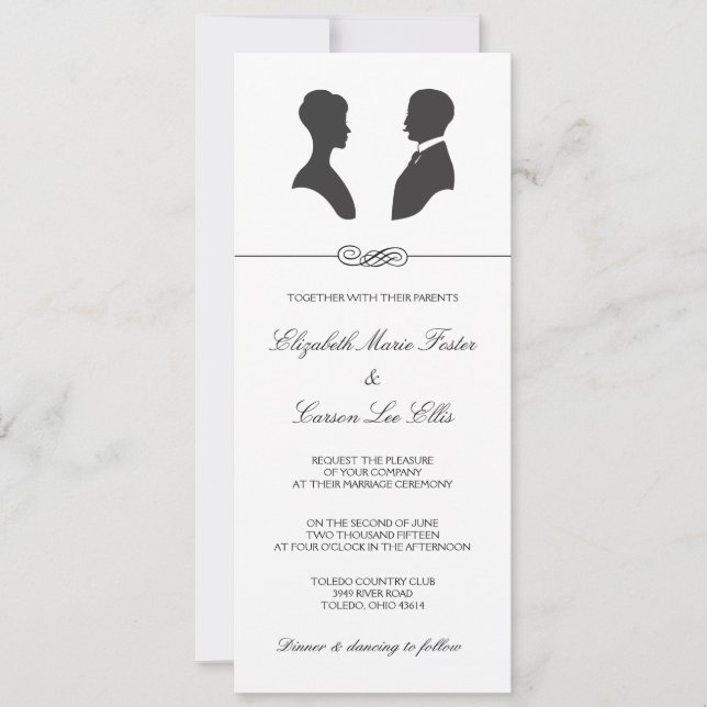 Invitation Mariage Vintage de silhouette (Devant)