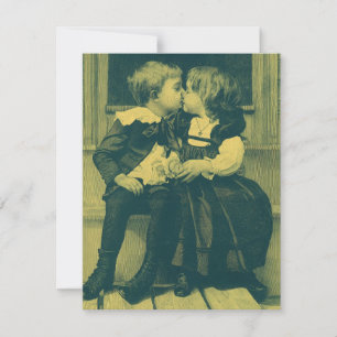 Invitation Mariage vintage, Enfants baiser Enregistrer la dat