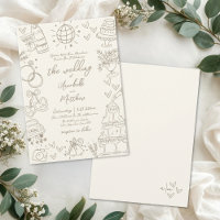 Mariage Vintage Fantaisiste Dessiné à la Main