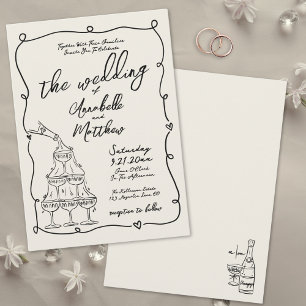 Invitation Mariage Vintage Fantaisiste Dessiné à la Main Exce