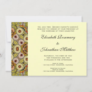 Invitation Mariage Vintage, Fleurs de Jardin Floral Papillons