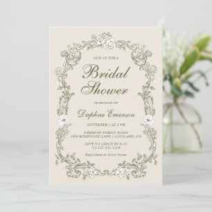 Invitation Mariage Vintage Floral Vert