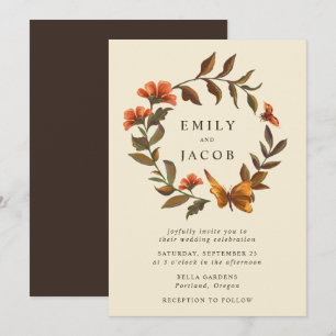 Invitation Mariage vintage Floral Wreath