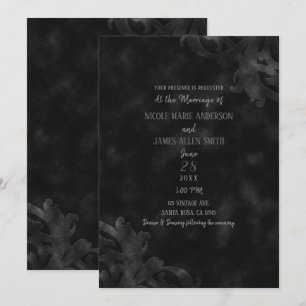 Invitation Mariage Vintage glam glamor en velours noir