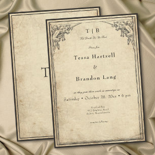 Invitation Mariage Vintage Gothique Médiéval Parchmin Gargoyl