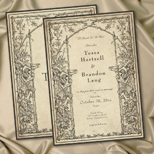 Invitation Mariage Vintage Gothique Médiéval Vigne Parchemin