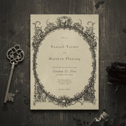 Invitation Mariage Vintage Gothique Toile Noir Tan