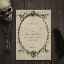Invitation Mariage Vintage Gothique Toile Noir Tan
