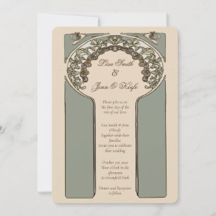 Invitation Mariage vintage inspiré Mucha Ornemental