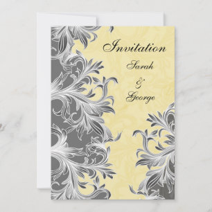 Invitation Mariage Vintage jaune et gris