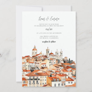 Invitation Mariage vintage Lisbonne Watercolor