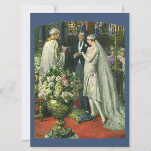 Invitation Mariage Vintage, Mariée et Marié avec Ménorah