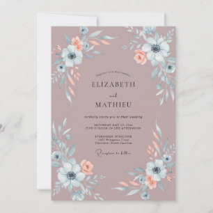 Invitation Mariage Vintage Mauve Pétales d'Abricot
