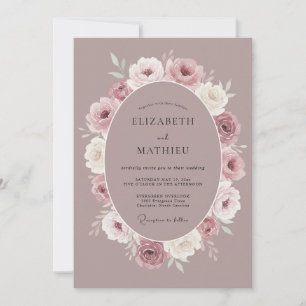Invitation Mariage Vintage Mauve Poli
