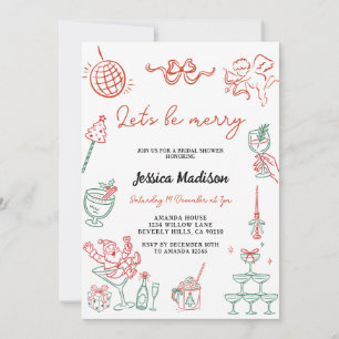 Invitation Mariage Vintage Noël Dessiné à la Main