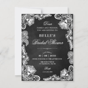 Invitation Mariage vintage noir et blanc sous thème dentelle