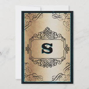 Invitation Mariage Vintage Noir Métallisé Or Style Affiche