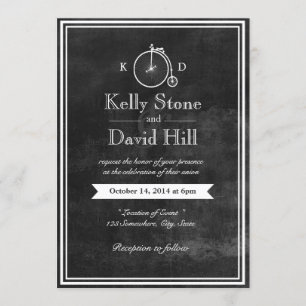 Invitation Mariage Vintage Old Bike Hipster Chalkboard