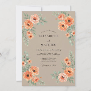Invitation Mariage Vintage Pêche Automnal