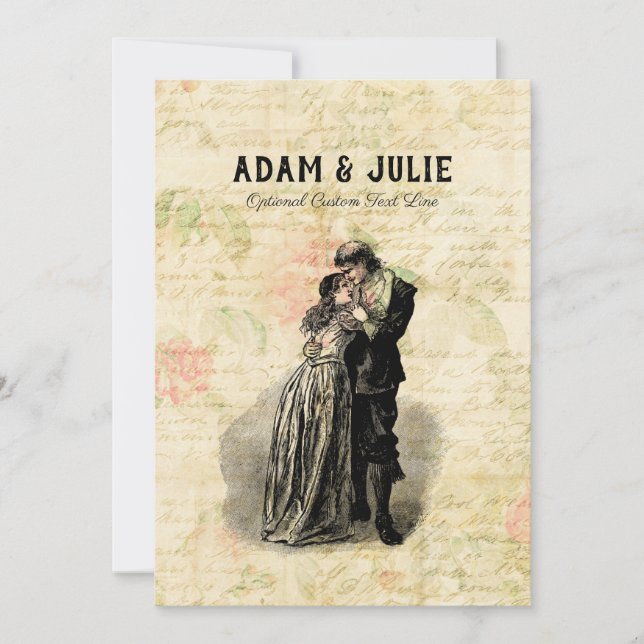 Invitation Mariage Vintage Personnalisable Couple Ancien Styl (Devant)
