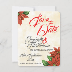 Invitation Mariage vintage Poinsettia Enregistrer La Date