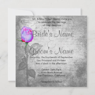 Invitation Mariage vintage pourpre Rosebud