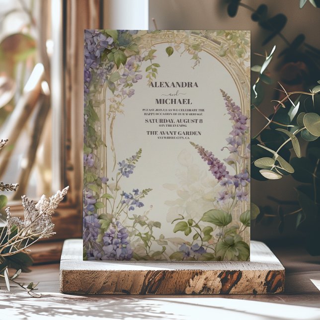 Invitation Mariage vintage pourpre William Morris (Créateur téléchargé)